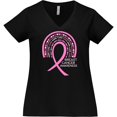 thumbnail image 3 of Inktastic Breast Cancer Awareness Rainbow Ribbon with Hearts Women's Plus Size V-Neck T-Shirt, 3 of 5