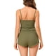 thumbnail image 3 of Conjuntos de pijama para mujer INSPIRE CHIC, camisetas de punto con pantalones cortos, 2 piezas, ropa de descanso y sueño, L Verde, 3 of 6