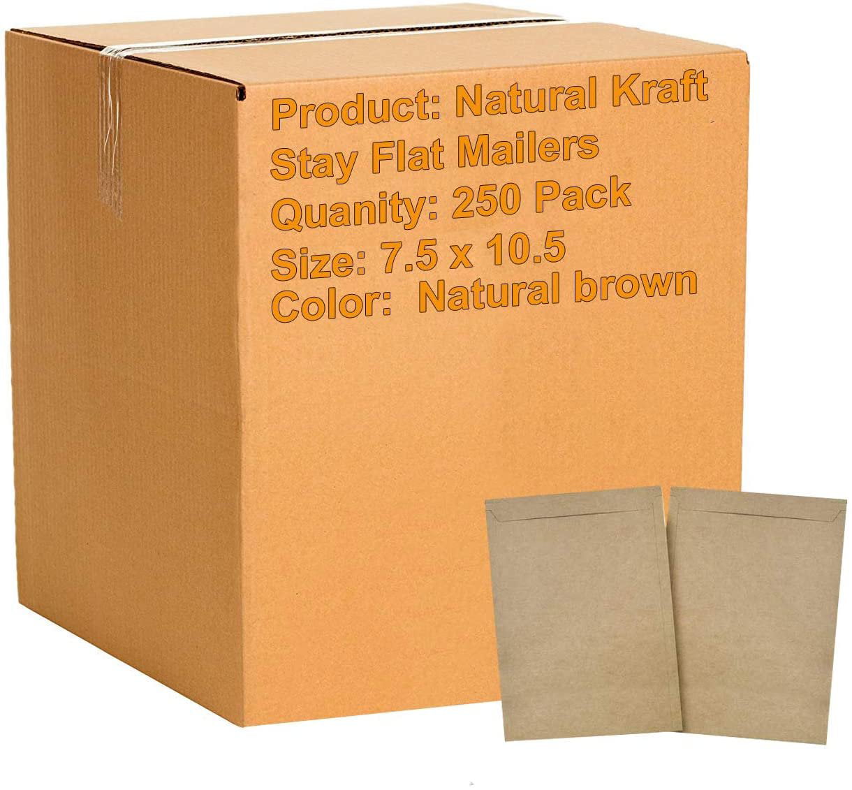 100 Pack Flat Rigid Mailer 6 x 8 inch 6x8 Cardboard Mailers Shipping Envelopes Peel & Seal Kraft Brown