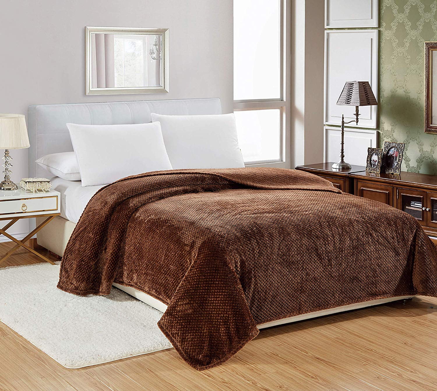 Weiche Bettdecke PopcorMicroplush Fleece Warm Überwurf Einfarbig Queen Size - Bild 9 von 13