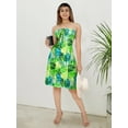 thumbnail image 2 of LA LEELA Women's Summer Boho Halter Smocked Mini Flowy Beach Dress Tube Top Strapless Dresses for Women One Size Tropical, Leaves, 2 of 5