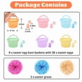 thumbnail image 2 of 6 Pcs Plastic Easter Baskets Set with 36 Easter Eggs & Grass Refill - All-in-One Easter Egg Hunt Supplies for Kids Party, 2 of 7