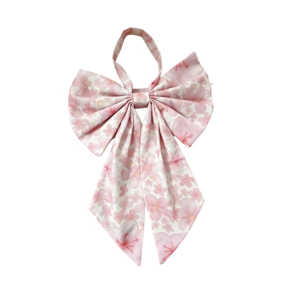 Printed Fabric Large Bow with Scallop Trim Hanging Ribbon Multicolor Big Bow Ornament for Curtain Tieback Door Wreath Wall Birthday Party