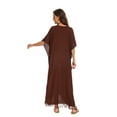 thumbnail image 4 of Beautybatik Brown Women Solid Caftan Kaftan Loungewear Maxi Plus Size Long Loose Dress 2X, 4 of 6