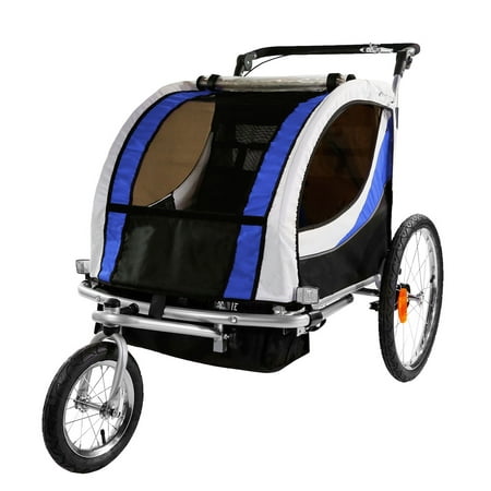 Clevr 3-in-1 Double Seat Kids Stroller Jogger Bike Trailer for Child Baby,