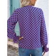 thumbnail image 5 of Womens V Neck Floral Long Sleeve Tops Summer Casual Loose Puff Sleeve Chiffon Boho Work Blouse Dressy T Shirts Purple L, 5 of 6