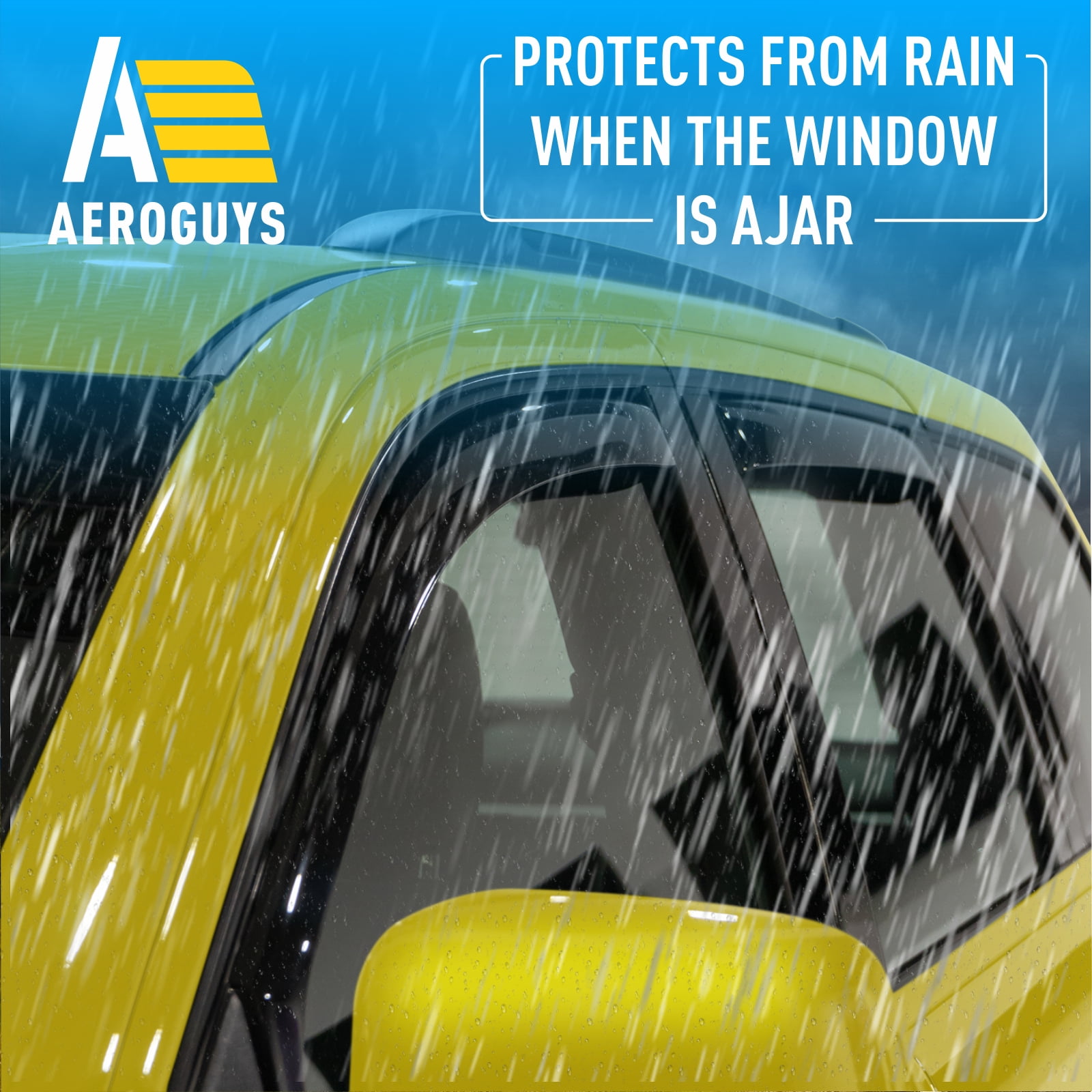 AEROGUYS in-Channel Window Deflectors Extra Durable Window Visors Rain Guards Fit for Jeep Grand Cherokee 2011-2021, Sun Visors, Wind Deflectors, Vent Visors, Car Accessories - 4pcs. AG0256