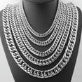 thumbnail image 5 of 9-20mm Silver Stainless Steel Curb Cuban Link Chain Necklace Jewelry for Men, 5 of 8