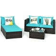 thumbnail image 4 of Gymax 5PCS Cushioned Rattan Patio Conversation Set w/ Coffee Table Ottoman, 4 of 10