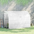 thumbnail image 2 of 10x5x7ft Greenhouse, Lean to Greenhouse, Walk-in House Plant Nursery with 2 Roll-up Doors and Windows, PE Cover and 3 Wire Shelves, Portable Waterproof Green Houses Tent for Outside Heavy Duty(White), 2 of 8