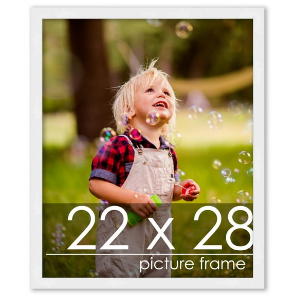 22x28 Frame White Complete Wood Picture Frame with UV Acrylic, Foam Board Backing, & Hardware