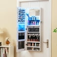 thumbnail image 2 of Gymax Wall Mounted Jewelry Cabinet Full-Length Mirror Lockable w/ 3-Color Lights White, 2 of 10
