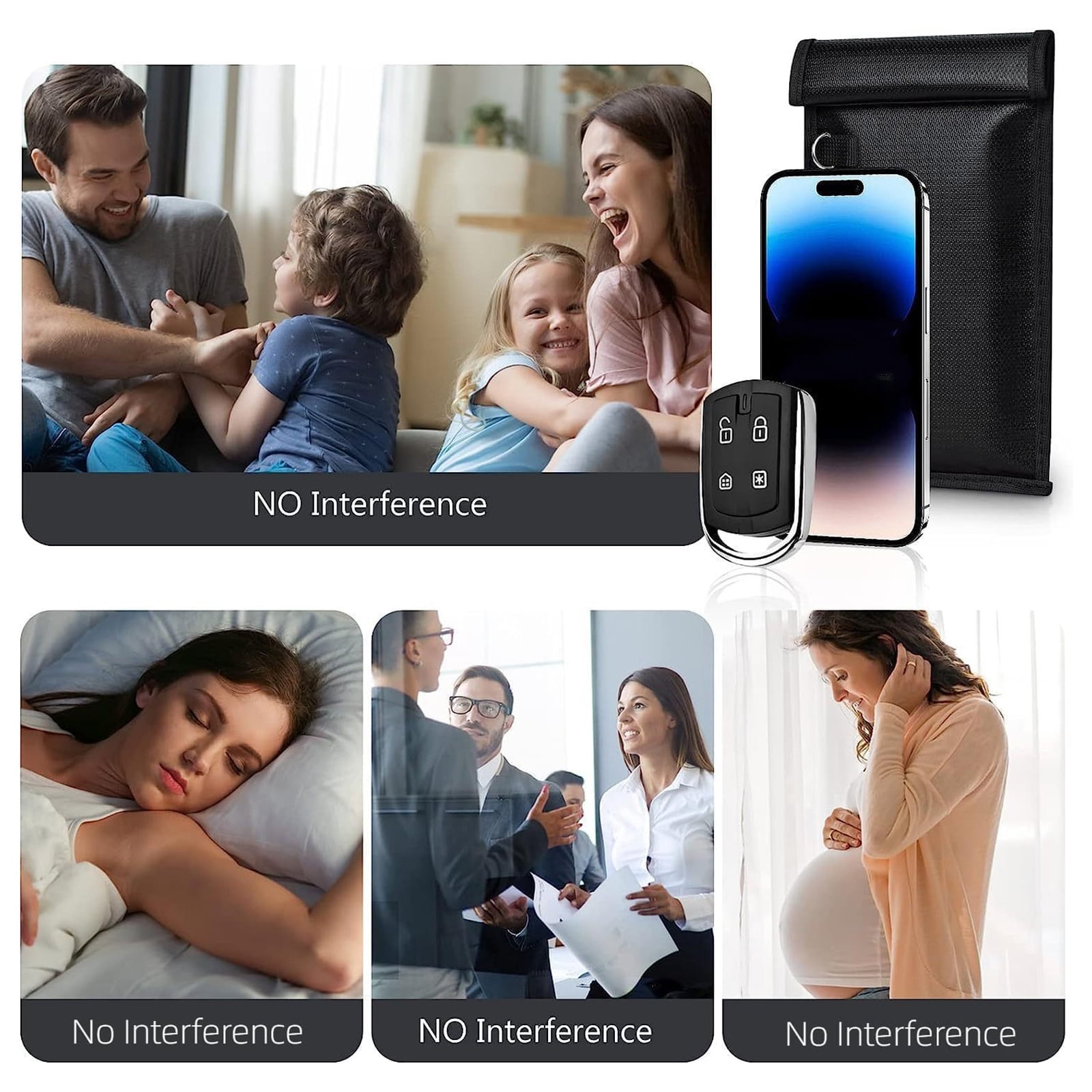 BIMZUC 4 Pack Faraday Bags Flame Retardant Fireproof Signal Shielding Pouch RFID Blocker for Car Keys Credit Cards Mobile Phones Tablets and Laptops Secure Protection (15.35 inches / 39.00 cm)