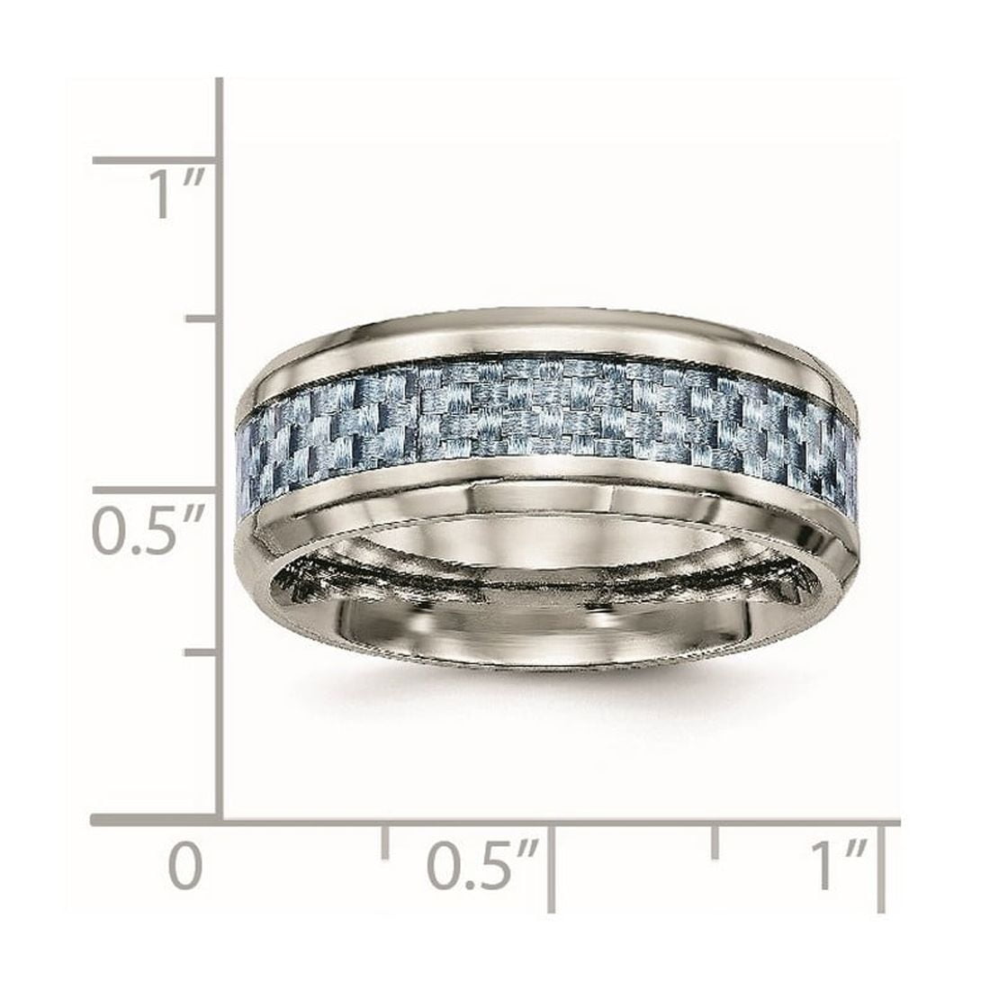8mm Stainless Steel Polished Blue Carbon Fiber Inlay Ring Size 8 Ring for Women