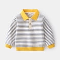 thumbnail image 2 of LYMAYTER Toddler Boys Striped Long Sleeve Lapel Collar Sweatshirt Casual Pullover Top for Daily Wear 2-7Y, 2 of 8