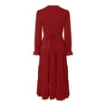 thumbnail image 5 of felwors Long Sleeve Dress for Women 2026 V Neck Tiered Spring Elegant Modest Flowy Wedding Guest Maxi Dresses (Watermelon Red, M), 5 of 5