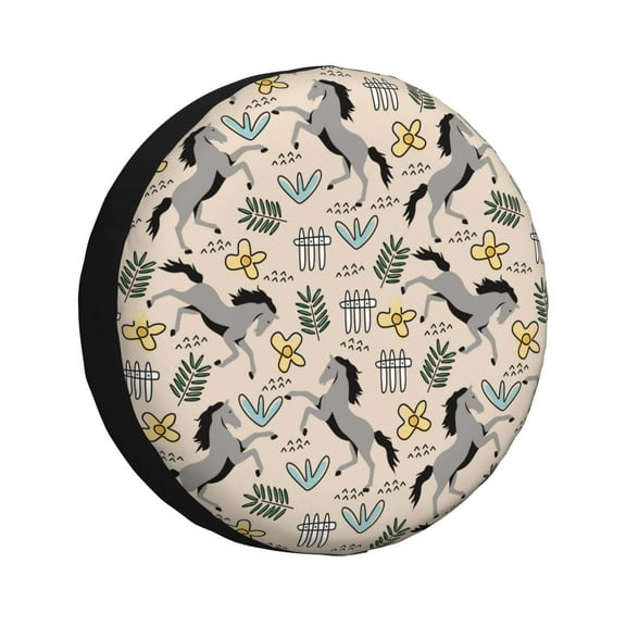 Rv Spare Tire Cover 14 inch - horse Tire Covers for Trailers, Adjustable Camper Spare Tire Cover