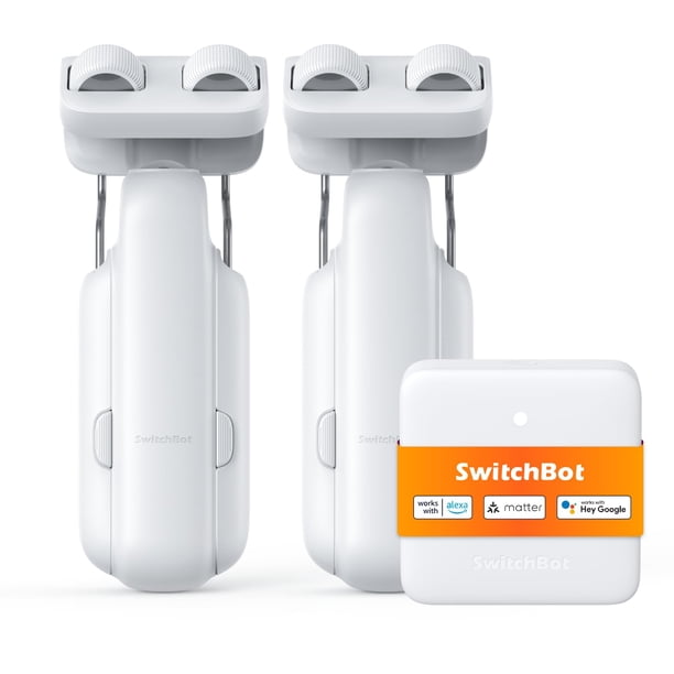 Abridor de cortinas automático inteligente SwitchBot, paquete de 2 con Hub Mini, control remoto WiFi