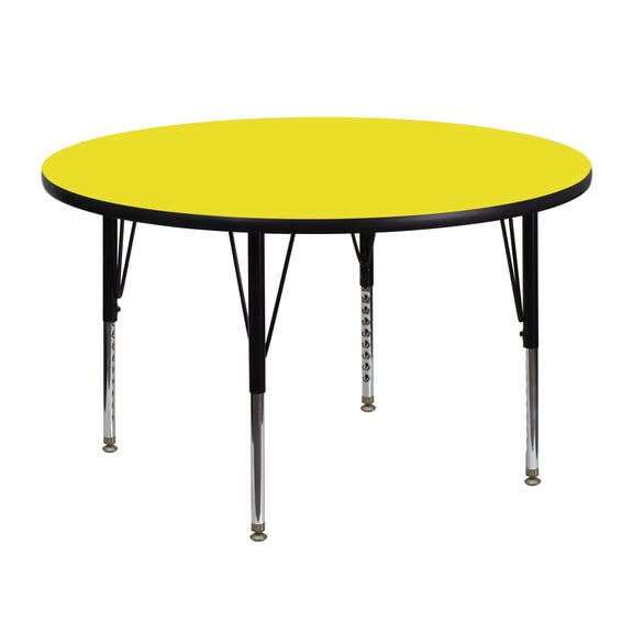 Emma   Oliver 48" Round Yellow HP Laminate Preschool Activity Table