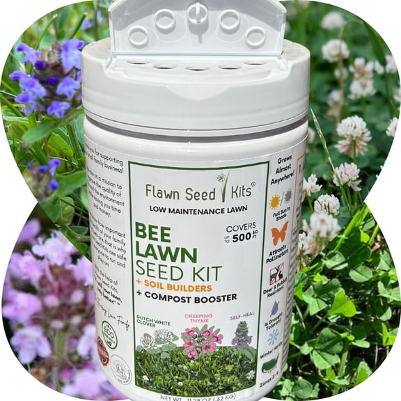 Flawn Seed Kits Bee Lawn Seed Kit 500 Sqft Perennial Dutch White Clover Self-Heal Creeping Thyme