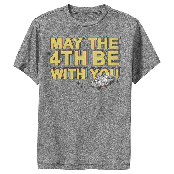 Boy's Star Wars Millennium Falcon May the 4th Be With You Performance Graphic Tee Charcoal Heather X Large