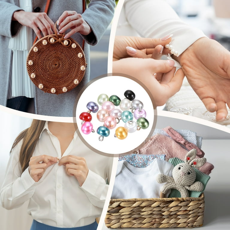 50Pcs 10mm Black Pearl Buttons - Round Half Ball Sewing Buttons For Crafts