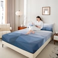 thumbnail image 4 of jejeloiu Modern Asbtract Geometric Full Size Sheets,Minimalsit Style Bed Sheets,White Blue Ombre Sheet Sets For Girls Boys,Microfiber Bedroom Decor,4 Pieces, 4 of 7