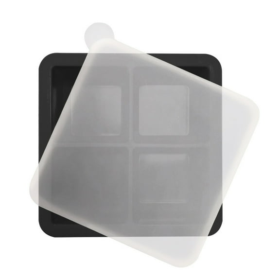 4 Grid Silicone Ice Tray With Lid, Silicone Ice Cube Trays for Freezer, Reusable Ice Maker For Juice Drinks Coffee , Large Ice Cube Molds, Easy Release Delivering