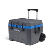 Igloo 52 QT Overland Ice Chest Cooler with Wheels, Gray and Blue