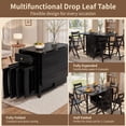thumbnail image 6 of Folding Drop Leaf Dining Table Set with 2 Chairs, Space Saving for Small Spaces, Black 51 Inch, 6 of 11