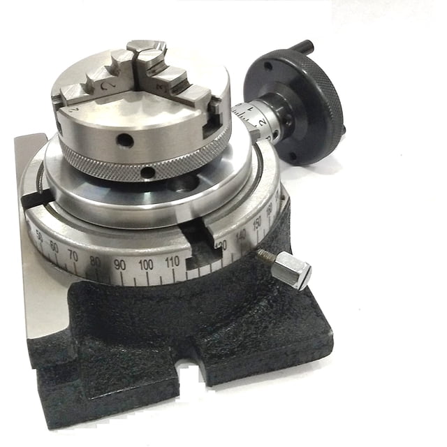 Assorts HV 4"/ 100 Rotary Table With Small Chuck & Back Plate+ T Nuts-milling Indexing (4"/100 mm Rotary Table With 65 mm 3 Jaws Chuck)