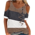 thumbnail image 1 of Mode Décontractée pour Femmes Imprimé Manches Courtes Col Rond Blouses Chemises, 1 of 4