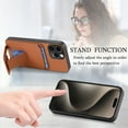thumbnail image 4 of Allytechgroup Cards Holder Back Case for iPhone 15 Pro Max, Vintage PU Leather TPU Shockproof Slim Kickstand Anti-Drop Protective Wallet Phone Case Cover for Apple iPhone 15 Pro Max, Brown, 4 of 8