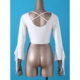 thumbnail image 6 of Doomiva Women's Belly Dance 3/4 Sleeve V Neck Tie Front Crop Top Blouse Cardigan Wrap Top White One Size, 6 of 7