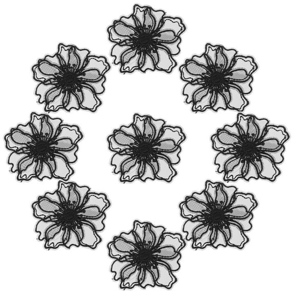 WRITWAA Creative Black Lace Flower Embellishments for DIY Clothing and Crafts 10Pcs