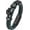 Black plated Green leather 8.54 Inches, variant on Stainless Steel Double Skull Bracelet - Men's Genuine Leather Punk Skull Bracelet - Gothic Style Bracelet - Multiple Colors Available
