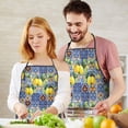 thumbnail image 5 of Yellow Lemon Fruit Clusters Blue Pattern Apron-Garden Aprons for Women with Pockets-Cotton Linen Waterproof Kitchen Cooking Gardening Aprons Adjustable for Kitchen,Cooking,BBQ and Salon 33x27 Inch, 5 of 7