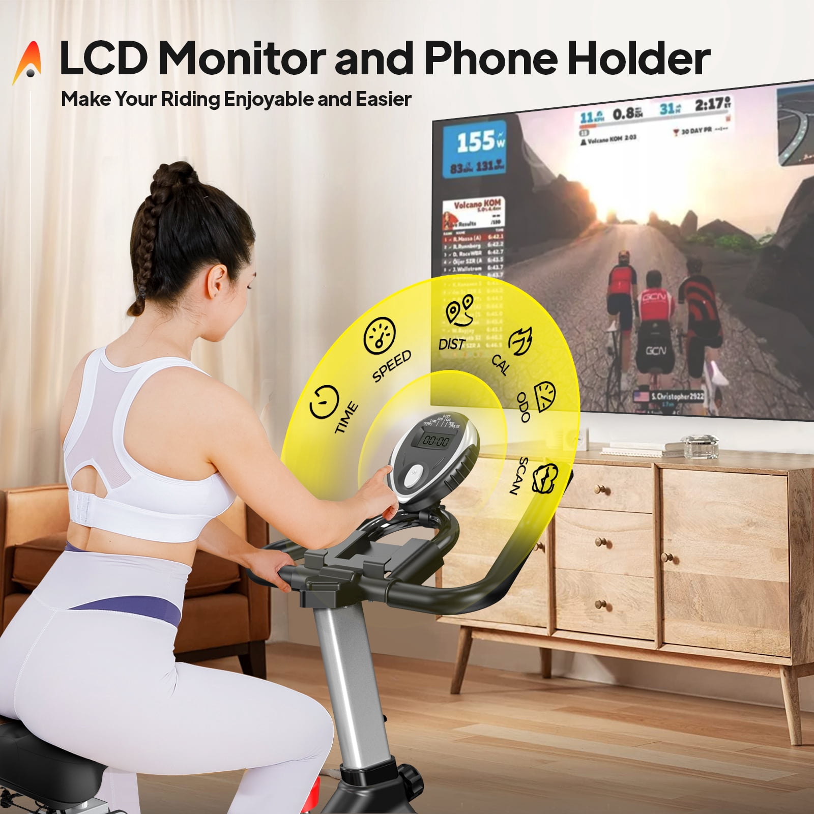 Pooboo Exercise Bikes Cardio Workout Cycling Bicycle Training Indoor Cycling Bike Stationary Bike with LCD Monitor Weight up to 350 lbs