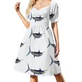 thumbnail image 2 of Vestido de noche de manga corta con lirios de aro en blanco y negro, vestidos africanos para mujer, vestidos de lujo para mujer, 2 of 7