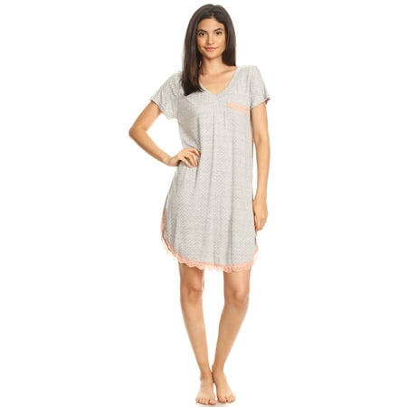 Mom Ladies Nightshirt - 301 Womens Nightgown Sleepwear Pajamas - Woman Sleeveless Sleep Dress Nightshirt Gray L