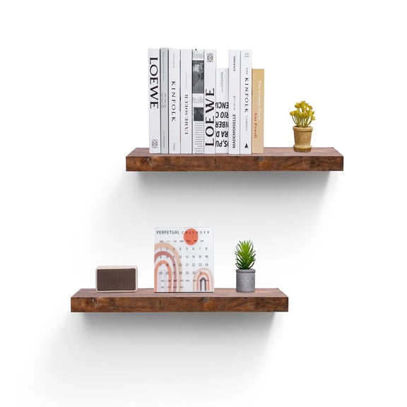 TOPCOMFY Floating Shelves 31.5" Wall Mounted Wood Shelves for Bathroom Bedroom Living Room Kitchen Hanging Shelf for Books Storage Decor with Invisible Brackets Maple