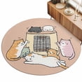 thumbnail image 2 of Large Round Rug 8Ft, Pink Brown Cute Cat Non-Slip Washable Circle Rugs Carpet, Cartoon Funny Heater Cats Indoor Outdoor Rug Floor Mats Throw Runner for Bedroom Living Room Bathroom, 2 of 8