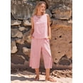 thumbnail image 6 of Women'S Summer 2 Piece Outfits Striped Sleeveless Top and Cropped Wide Leg Pants Sets Pockets Red M, 6 of 8