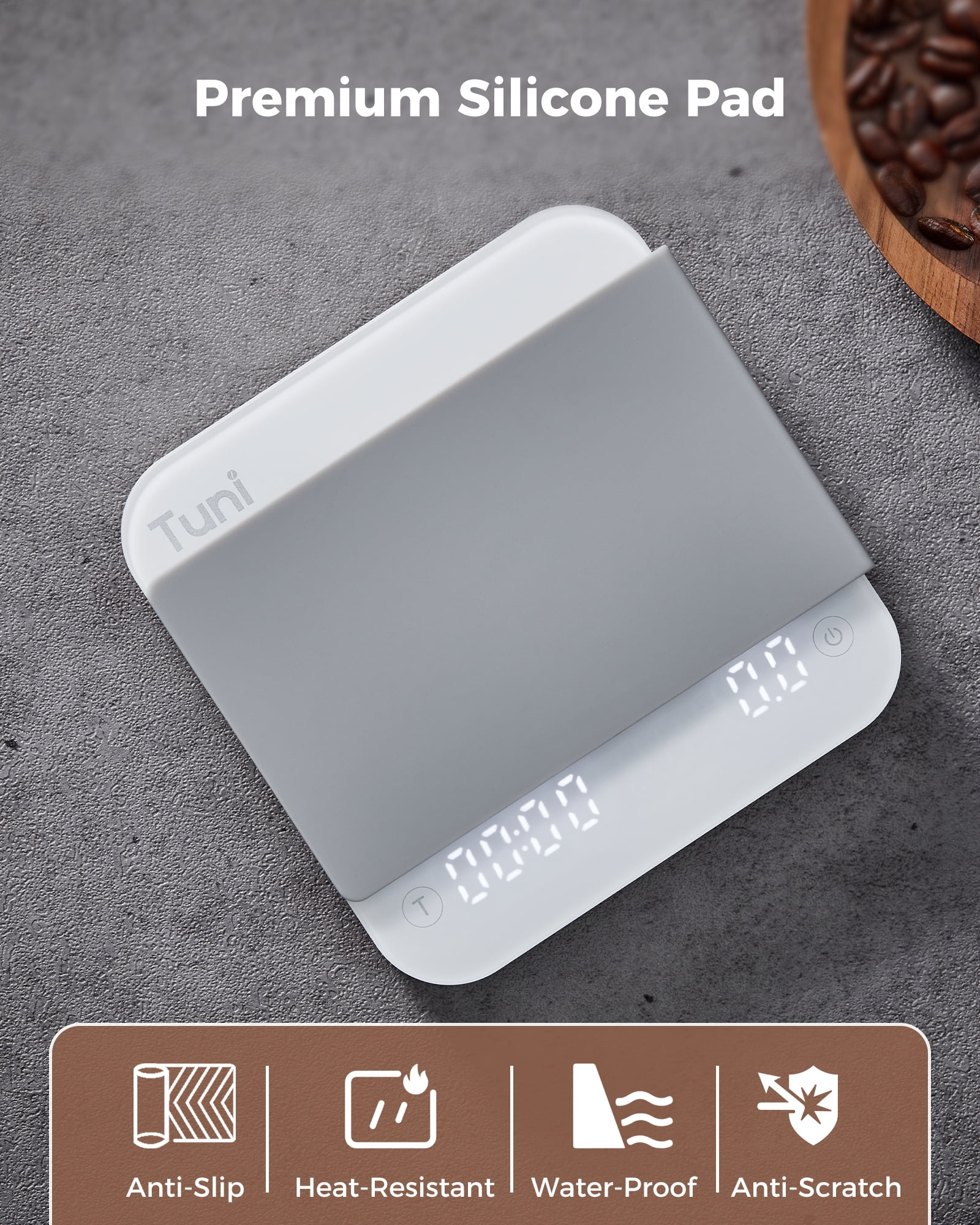 Tuni S1-WP Mini Coffee Scale with Timer, Rechargeable Digital Espresso Scale with Auto Timing, 0.1g/2kg Accurate Scale for Espresso and Pour-Over Coffee