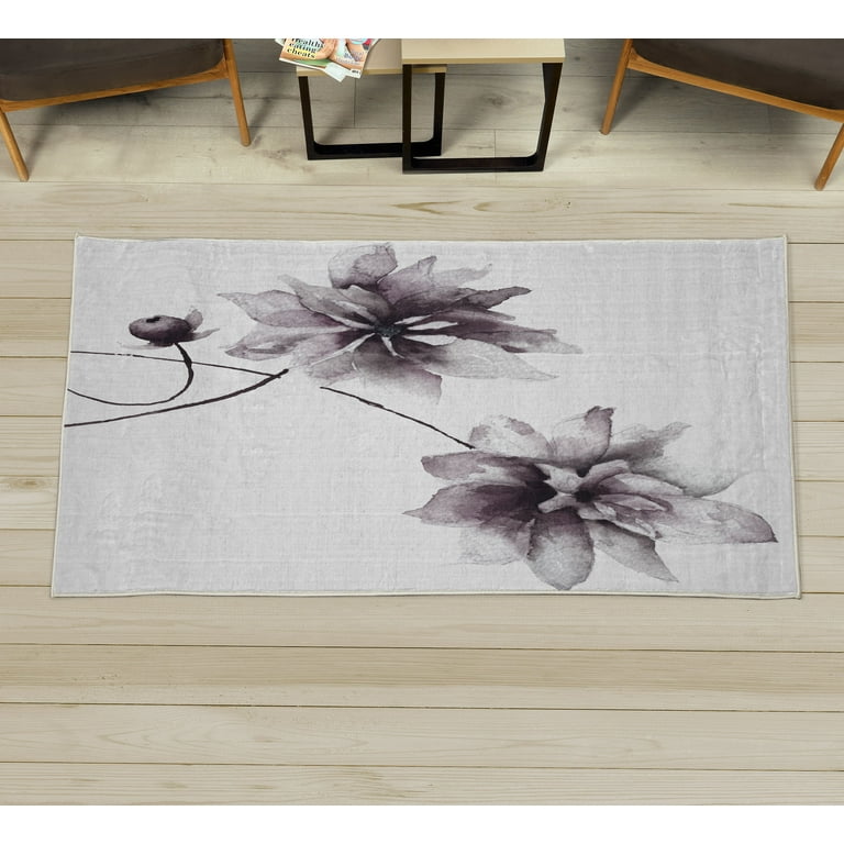 Watercolor Flower Decorative Rug Flora Drawing Soft Spring Colors Retro Style Fl Art Quality Carpet For Bedroom Dorm And Living Room 6 Sizes Taupe Grey By Ambesonne Com