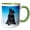 Green/White, variant on 3drose, Black Pug Puppy Sitting in a Studio., Pr, 15oz Two-tone Black Mug