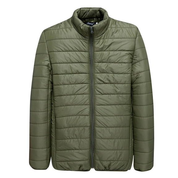 JUUYY Mens Solid Color Winter Coats Water-Resistant Ultra Lightweight Packable Puffer Cotton Jacket Casual Outerwear m Down Jacket Army Green XXXXXL