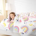 thumbnail image 4 of Homewish Cartoon Rainbow Full Size Comforter Sets 3-Piece for Preppy Kids Children,Dreamy Princess Bedding Comforter Set,Kawaii Stars Print Lightweight Bedding Sets,Lightweight Room Decor,Reversible, 4 of 8