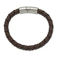 thumbnail image 2 of Primal Steel Stainless Steel Polished Black and Brown Textured Leather 8 Inch Bracelet, 2 of 2