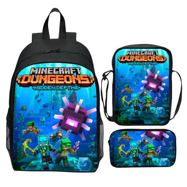 Minecraft Sac à Dos Étudiant Trois Pièces, Jeu de Dessin Animé-Semaine